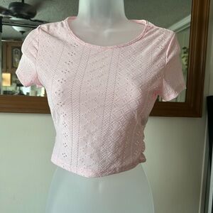 Pink Embroidered Crop Top